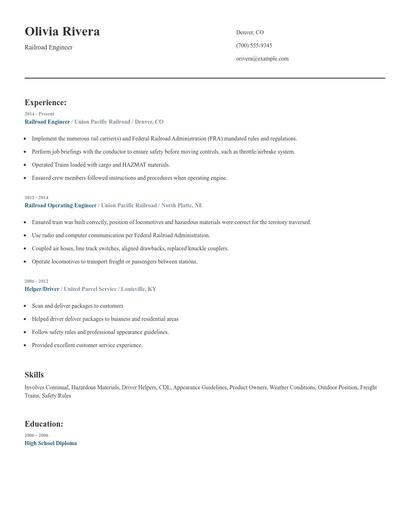 Railroad Engineer Resume