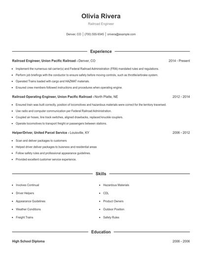 Railroad Engineer Resume