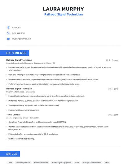 Railroad Signal Technician Resume