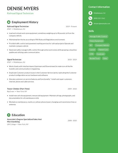 Railroad Signal Technician Resume