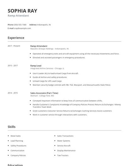 Ramp Attendant Resume