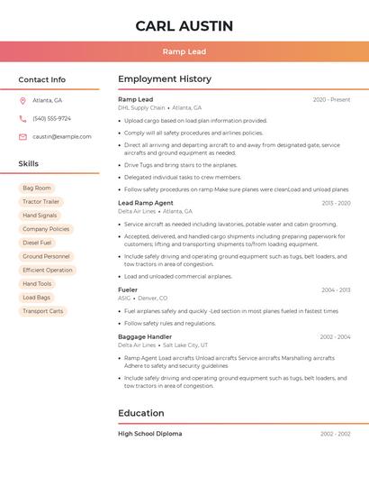 Ramp Lead Resume