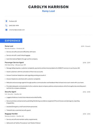 Ramp Lead Resume
