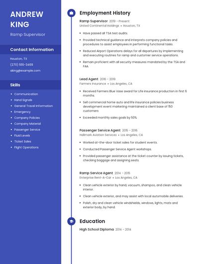 Ramp Supervisor Resume