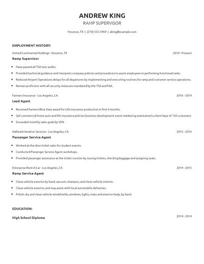 Ramp Supervisor Resume