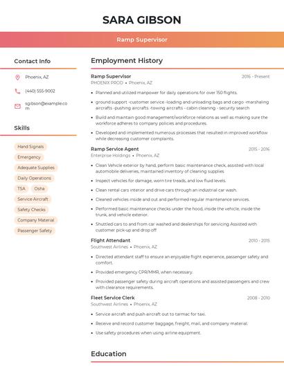 Ramp Supervisor Resume