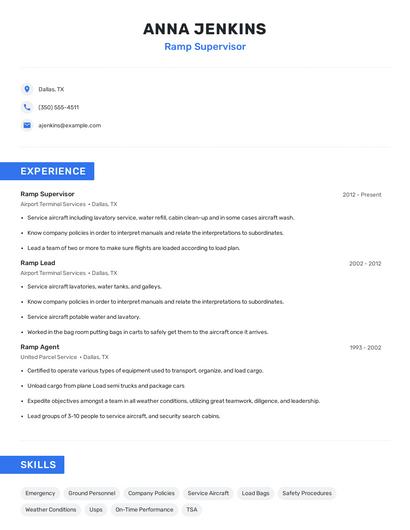 Ramp Supervisor Resume
