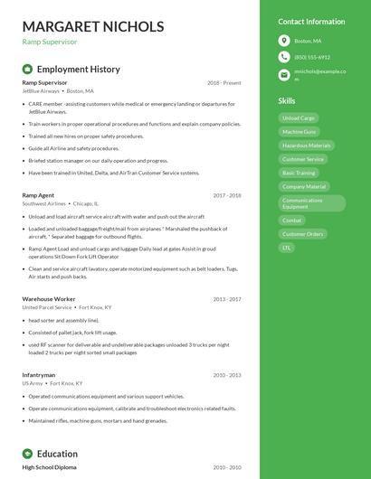Ramp Supervisor Resume