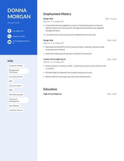 Range Aide Resume