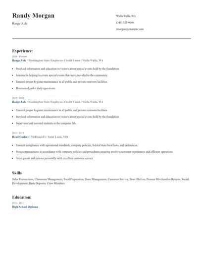Range Aide Resume