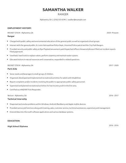 Ranger Resume