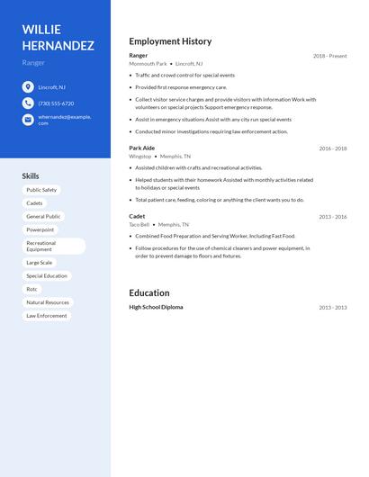 Ranger Resume