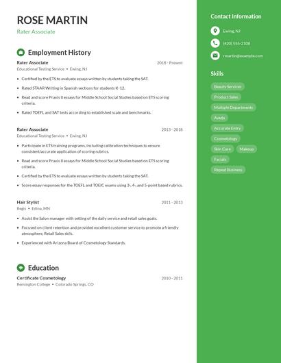 Rater Associate Resume
