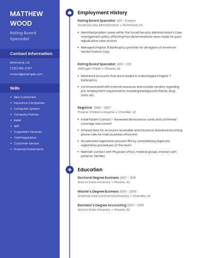 Rating Board Specialist Resume