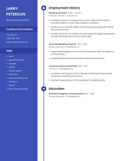 Reading Assistant Resume