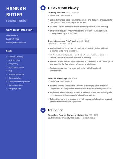 Reading Teacher Resume