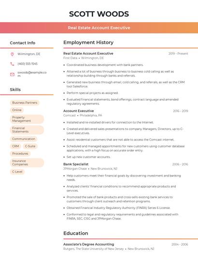 Real Estate Account Executive Resume