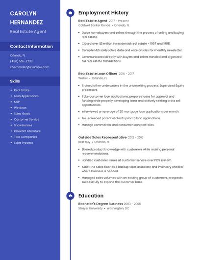 Real Estate Agent Resume