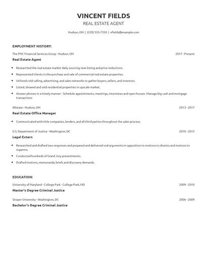 Real Estate Agent Resume