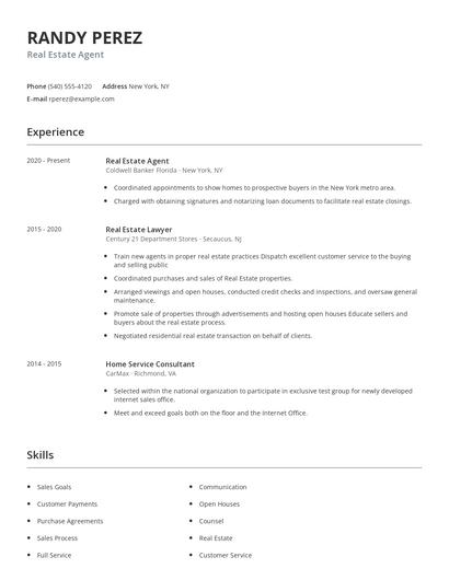 Real Estate Agent Resume