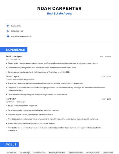 Real Estate Agent Resume