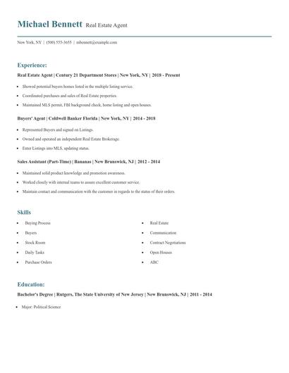Real Estate Agent Resume