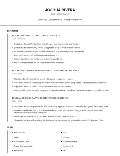 Real Estate Agent Resume