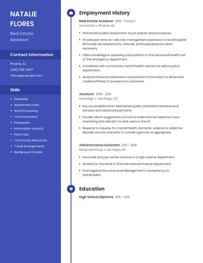 Real Estate Assessor Resume
