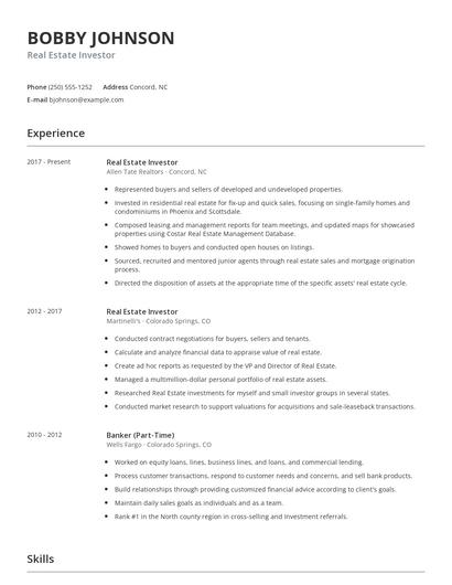 Real Estate Investor Resume