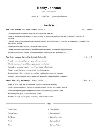 Real Estate Investor Resume