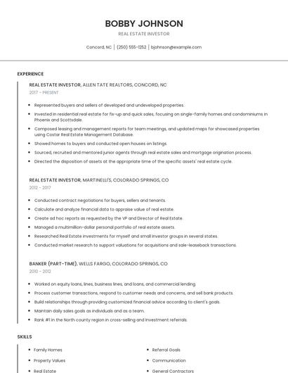 Real Estate Investor Resume