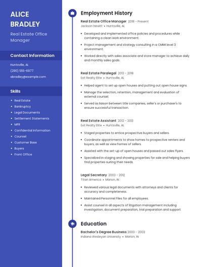 Real Estate Office Manager Resume