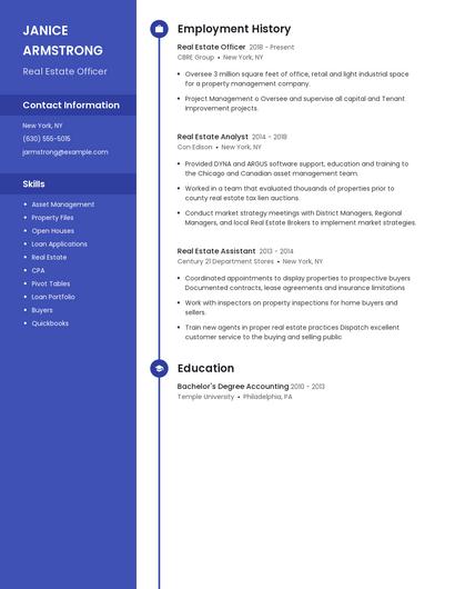 Real Estate Officer Resume