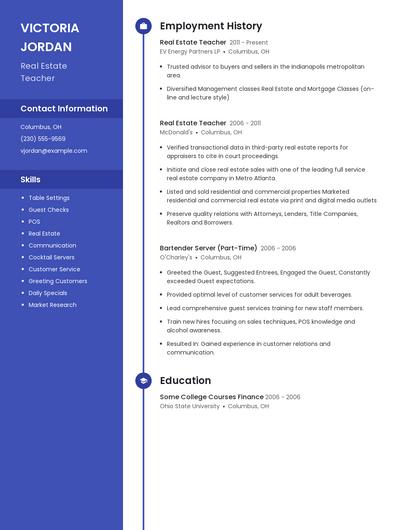 Real Estate Teacher Resume
