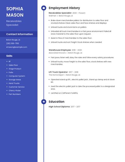 Receivables Specialist Resume