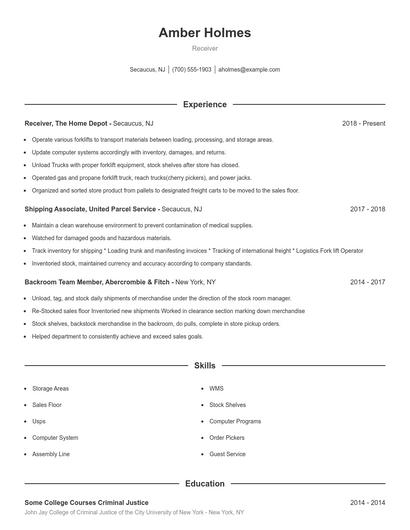 Resume example 1