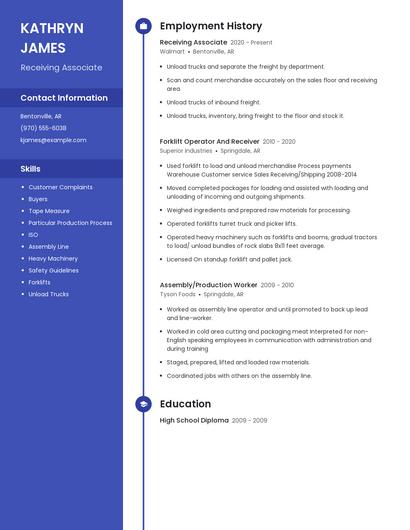 Receiving Associate Resume