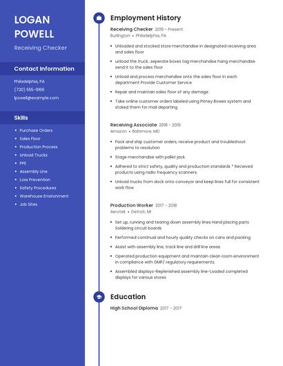 Receiving Checker Resume