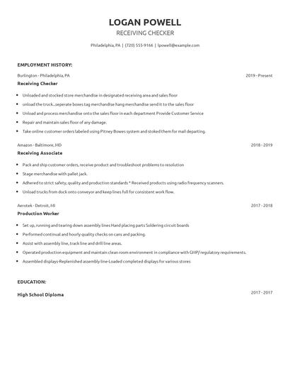Receiving Checker Resume