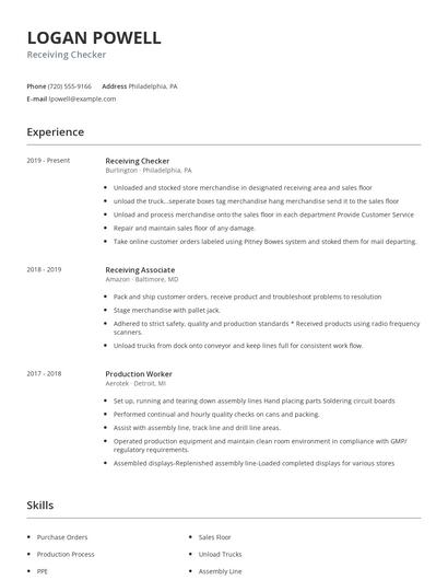 Receiving Checker Resume