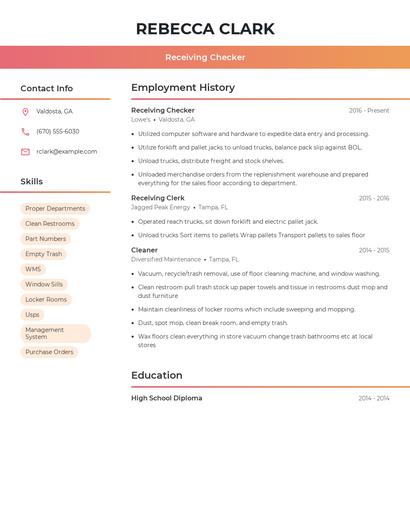Receiving Checker Resume