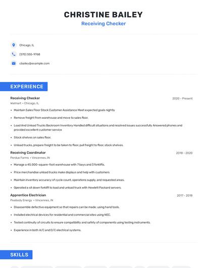 Receiving Checker Resume