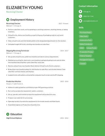 Receiving Checker Resume