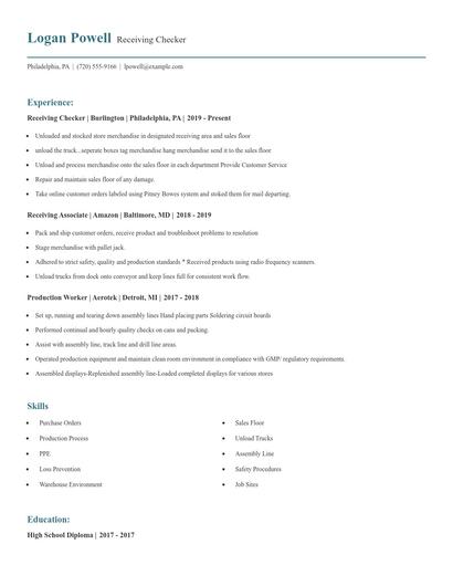 Receiving Checker Resume