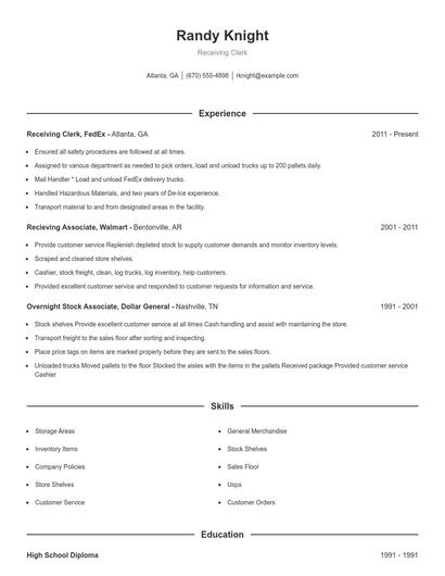 Resume example 1