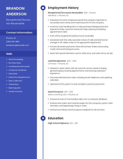 Receptionist/Accounts Receivable Resume