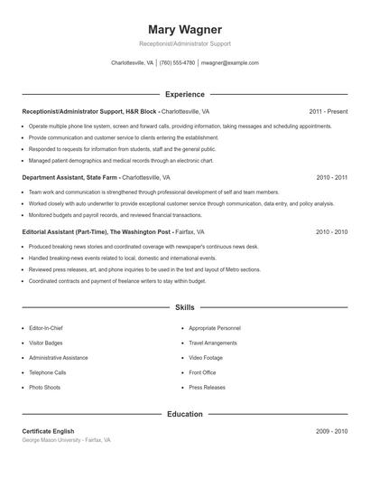 Resume example 1