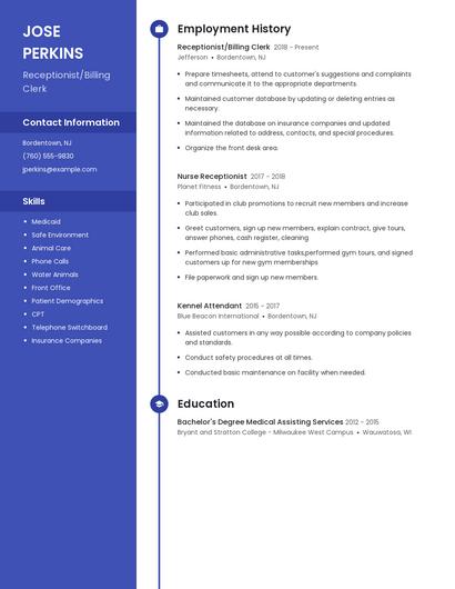 Receptionist/Billing Clerk Resume