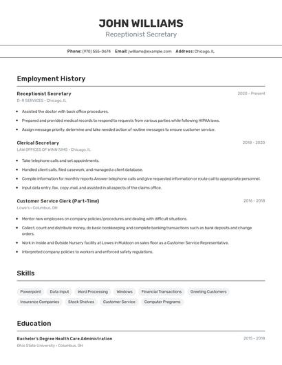 Resume example 2