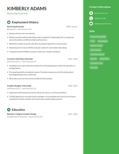 Recieving Associate Resume